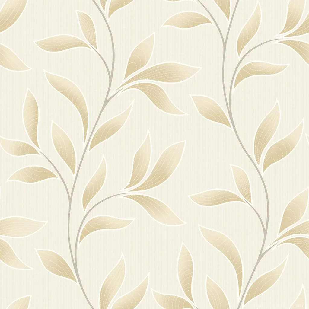 Grandeco Charming Florals Printed Mocha Leaf Trail On Off White ...