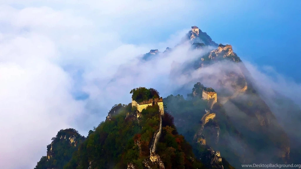 Ancient: Great Wall Clouds Peak Mountains China High Quality ...