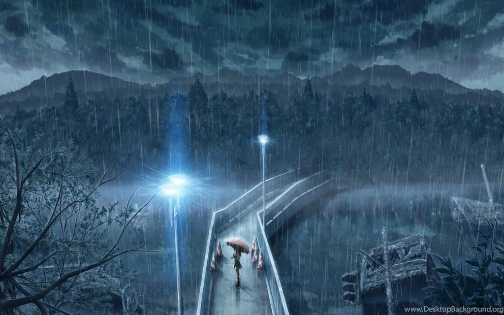 Girl Walking On A Rainy Night Wallpapers 28295