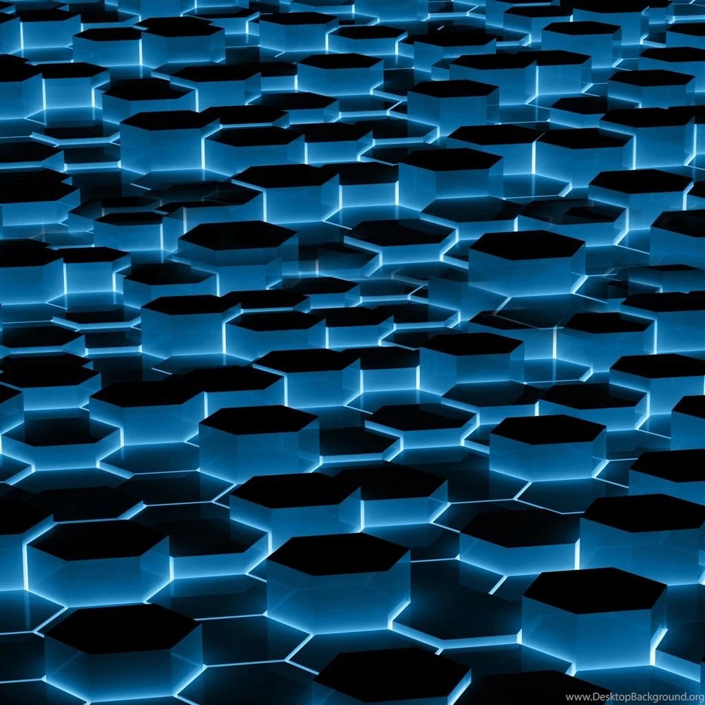Blue Hexagons 3D iPad Air Wallpapers Download