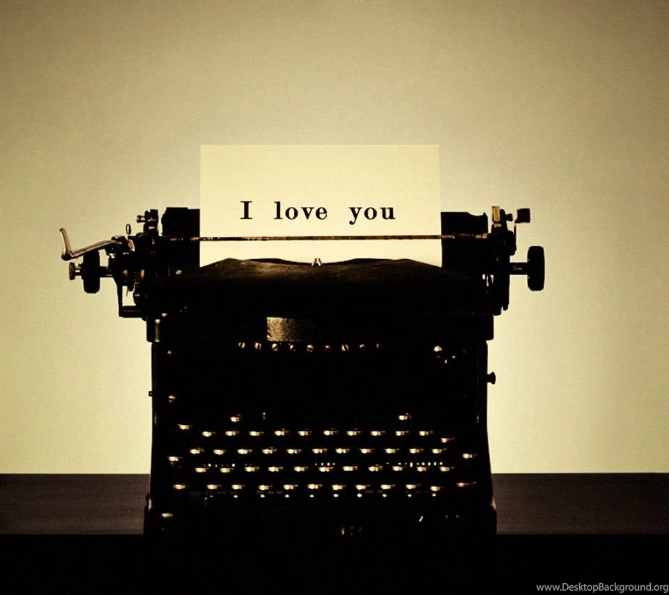 Old School I Love You Typewriter Tablet Phone Wallpaper Backgrounds ...