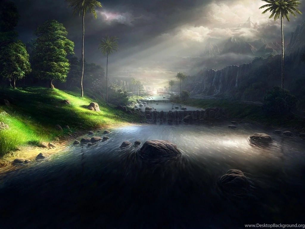 Atmosphere Clouds Grass Green Light Wallpapers