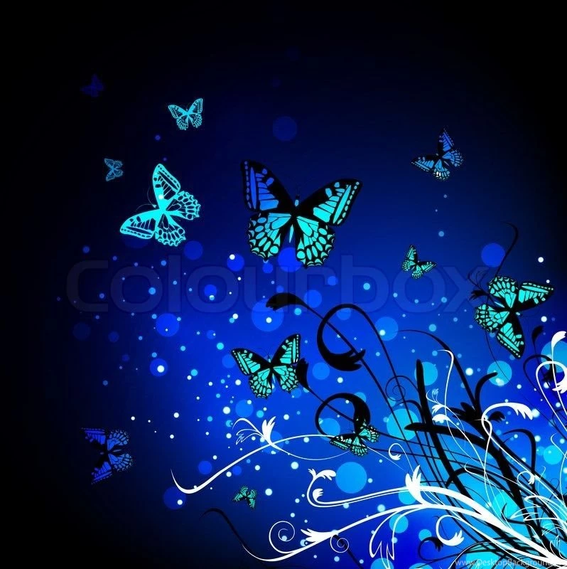 Bright Seamless Blue Butterfly Backgrounds