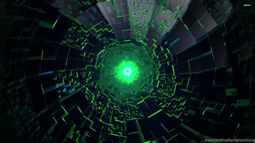 Green Lit Tunnel Towards The Abyss Wallpapers 3D Wallpapers
