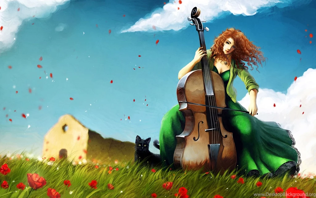 Cello Girl On The Grass Wallpaper,Cello HD Wallpaper,Girl HD ...