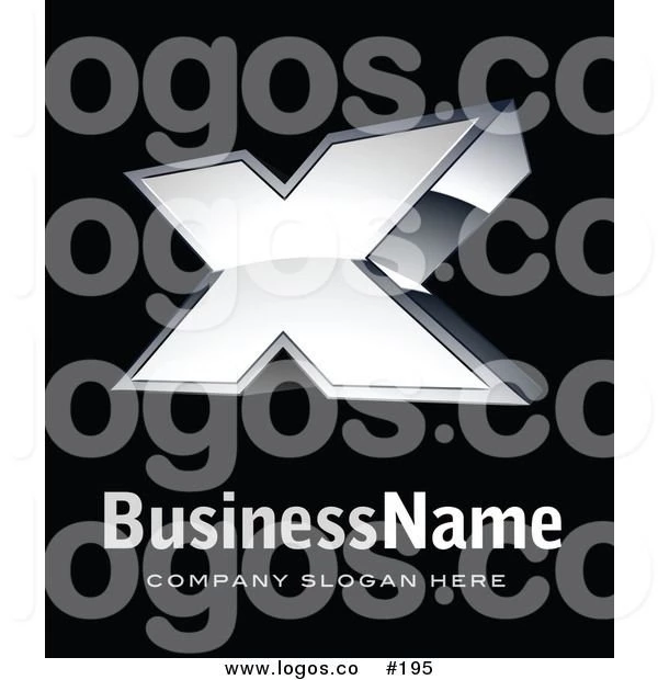 Royalty free 3d vector logo of a silver alphabet letter x outline in chrome on a black background by beboy 195.jpg