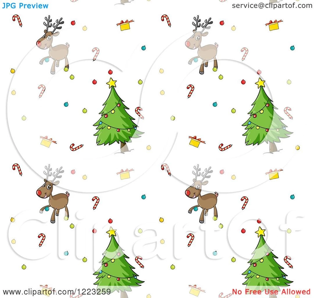Clipart Of A Seamless Backgrounds Pattern Of Christmas Trees And ...