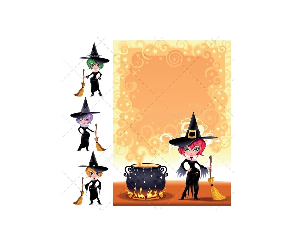 Halloween Backgrounds With Witch Motive Vector Illustration For ...