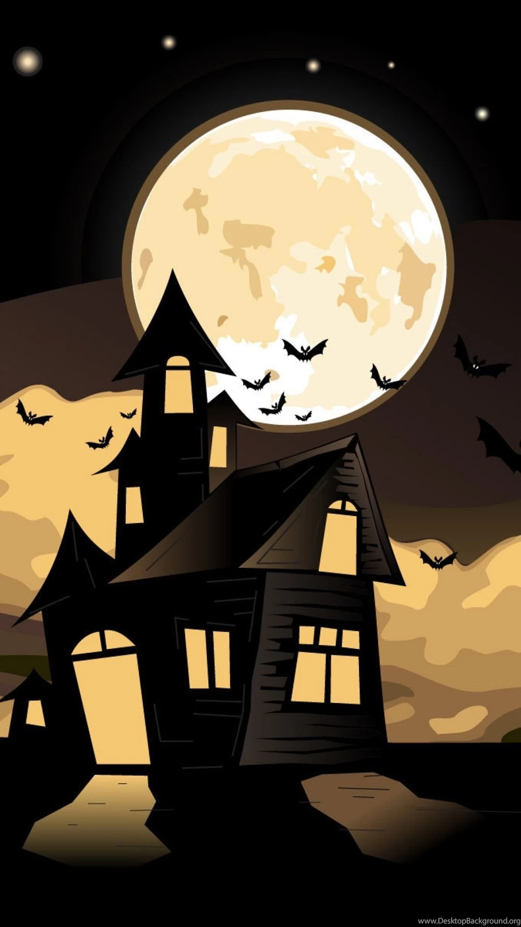 Download Wallpapers 1080x1920 House, Witch, Flying, Halloween, Sky ...