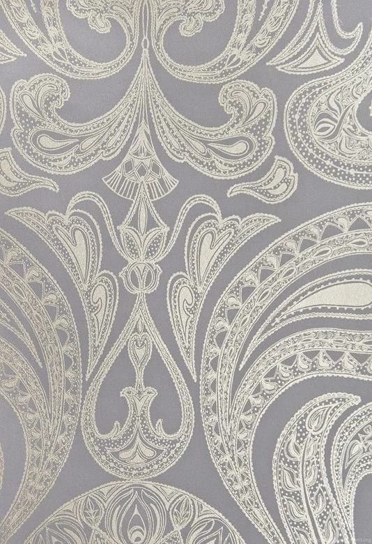 Malabar Paisley Wallpapers Lilac Grey Silver