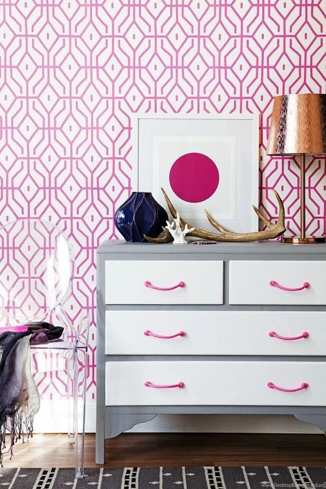 HOT PINK WALLPAPER AND DIY DRESSER Best Friends For Frosting