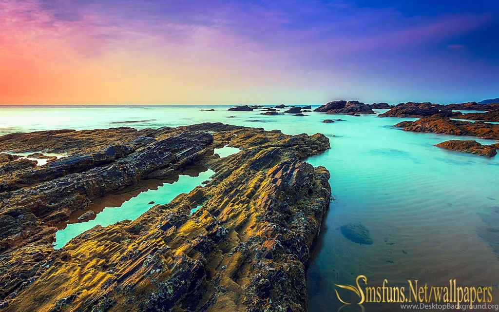 Sea Clouds Colored Rocks Wallpapers [Full HD Wallpapers]