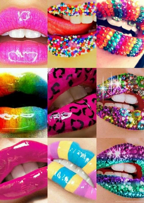 Sparkly, Glittery Lip Art Collage Wallpapers