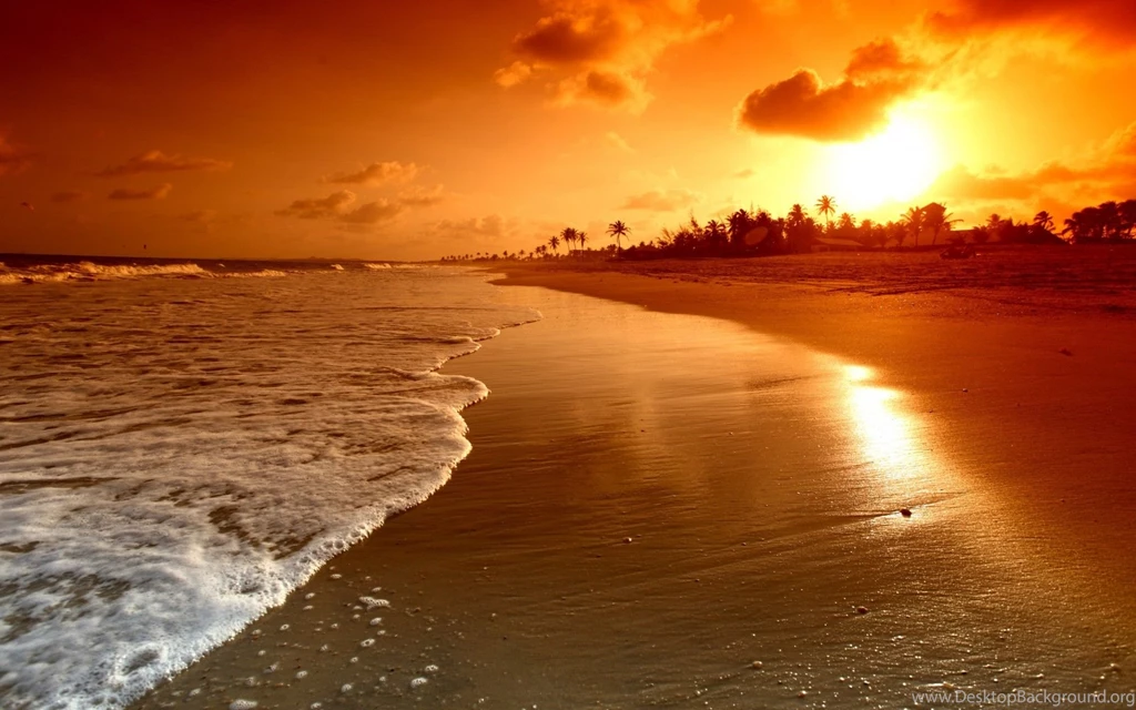 Beautiful Nature Beach Sunset Wallpaper.