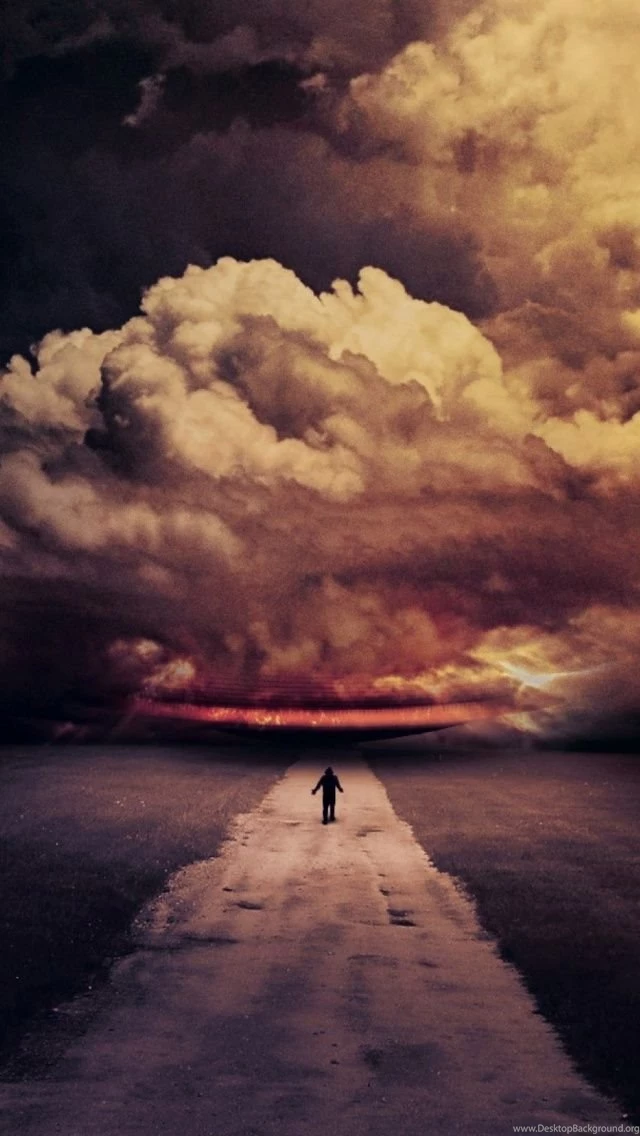 Huge Thunderstorm Clouds Endless Road HD Wallpapers
