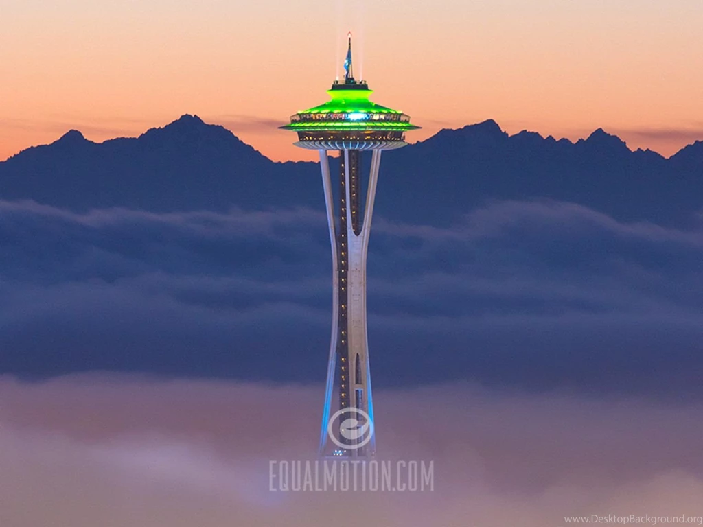 Space Needle Foggy Sunset Phone And Desktop Wallpapers Equal Motion