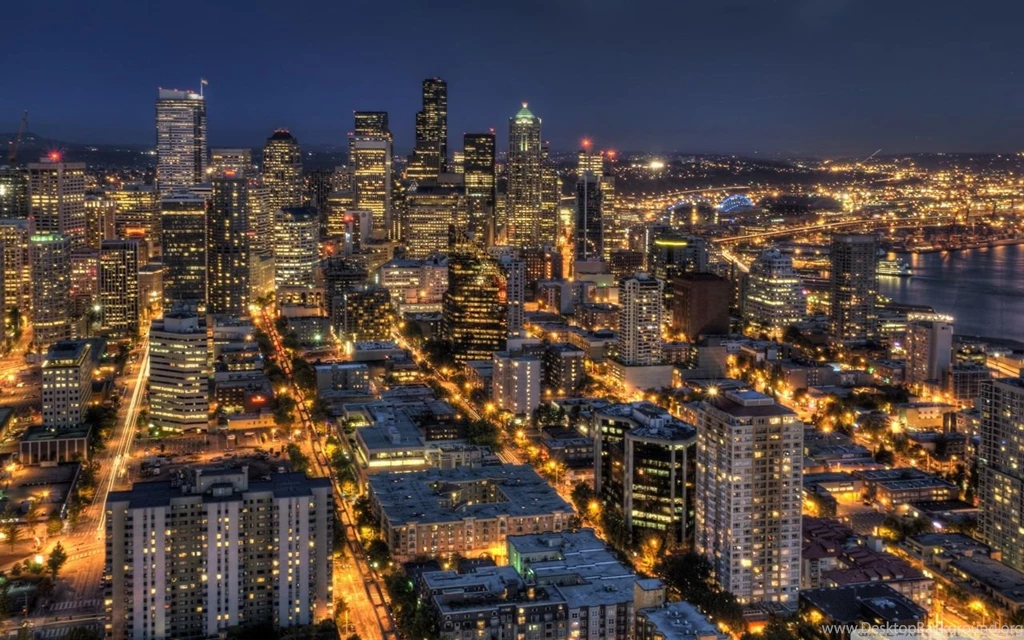 Seattle At Night From The Space Needle HDR HD Desktop Wallpapers ...