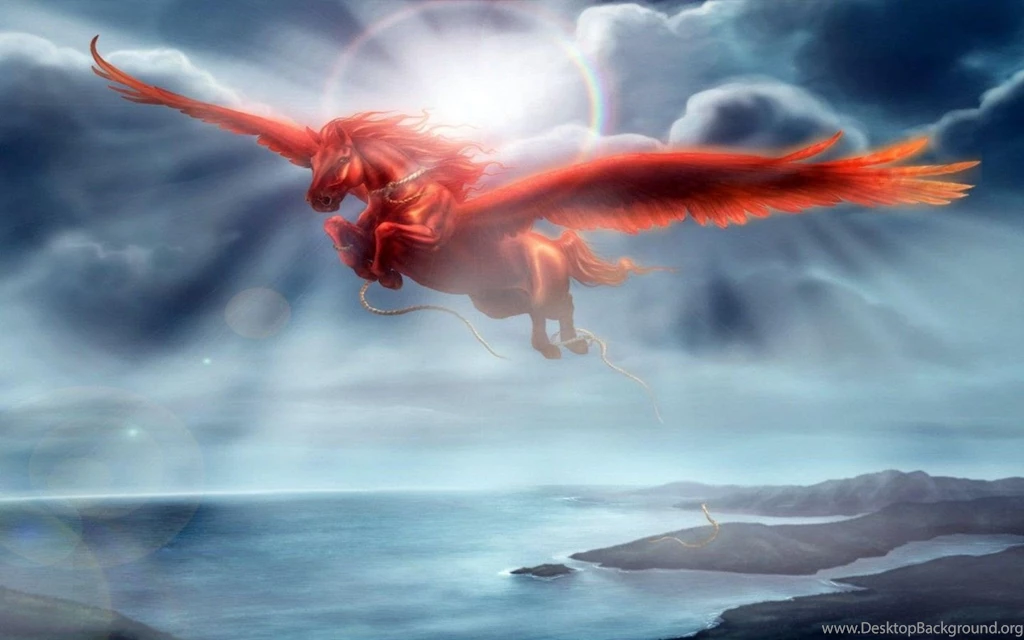 Fantasy Ocean Clouds Wings Red Horses Pegasus Wallpapers Hd ...