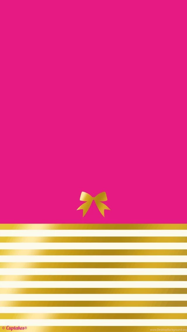 Hot Pink Gold Stripe Bow iPhone Wallpaper Backgrounds