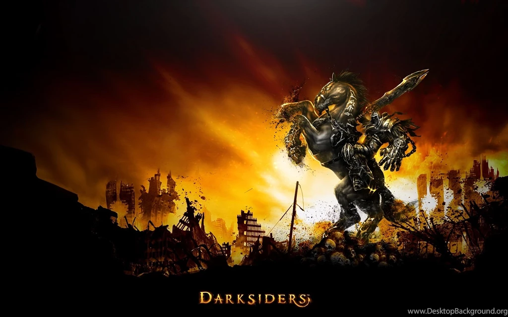 Download Wallpapers 1920x1200 Darksiders, War, Horse, Sunset, City ...