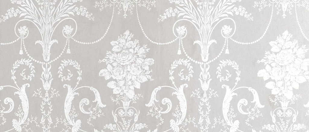 Josette White/Dove Grey Damask Wallpapers
