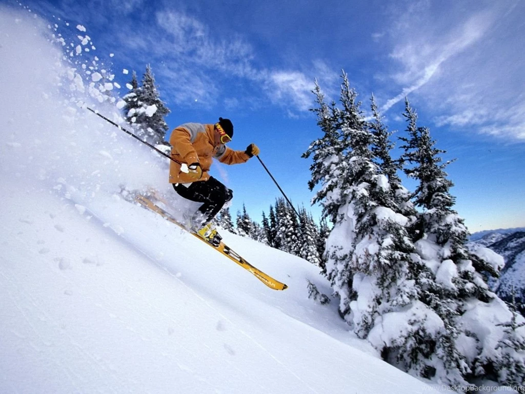 1152x864 Skiing Through Snow Desktop PC And Mac Wallpapers