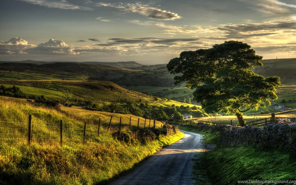 Village Road With Nice Landscape