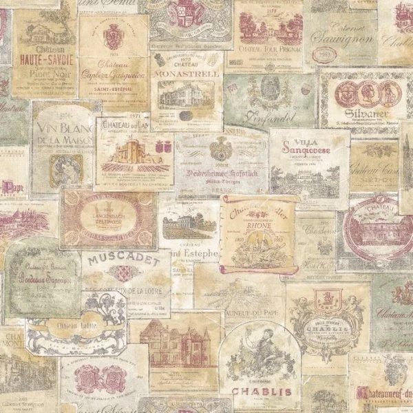 G56173 Wine Labels Vintage French Wallpapers