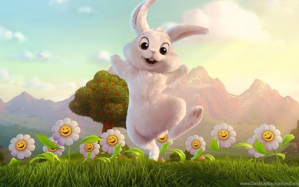 Nice Happy Easter Bunny With Flower Wallpapers Free Download ...