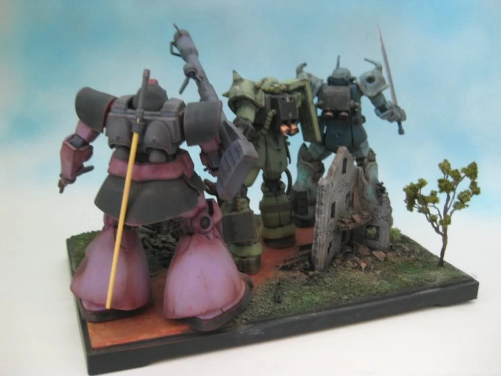 1/144 Gunpla Diorama: “ZEON Team!” Modeled By Mister_P. Full ...