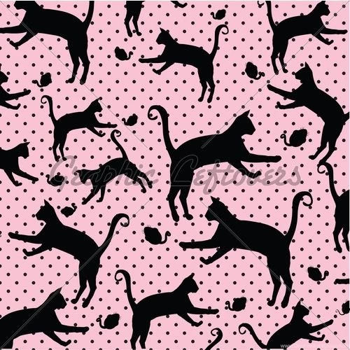 Black Cats And Mice On Pink Doted Backgrounds · GL Stock Images