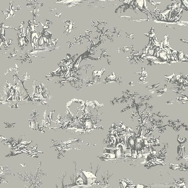 AB2131 Black & White Scenic Toile Wallpapers By York