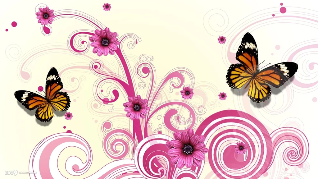 Butterfly Pink Flower Vector Wallpaper.jpg