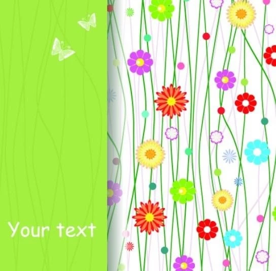 Free Colorful Spring Flowers And Butterflies Backgrounds Vector ...