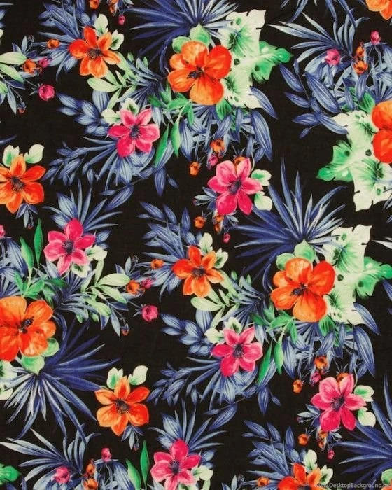 Cotton Lawn Fabric   Tropical Print On Black