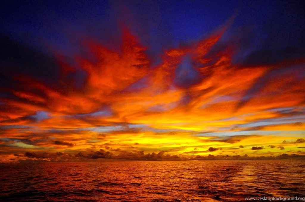 Sunsets: FLAMING SKY Naure Sunset Sea Desktop Backgrounds For High ...