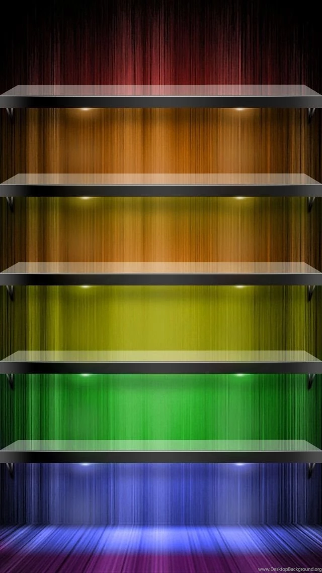 Rainbow Shelf iPhone 5 Wallpapers (640x1136)