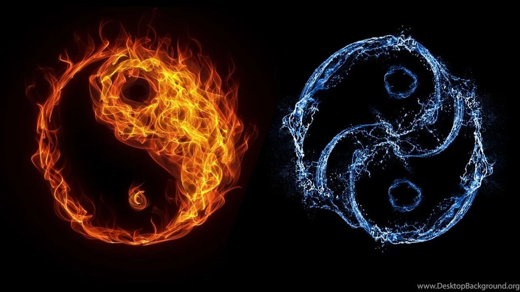 Two Ice Fire Yin Yang Wallpapers 1366x768 Iwallhd Wallpapers Hd