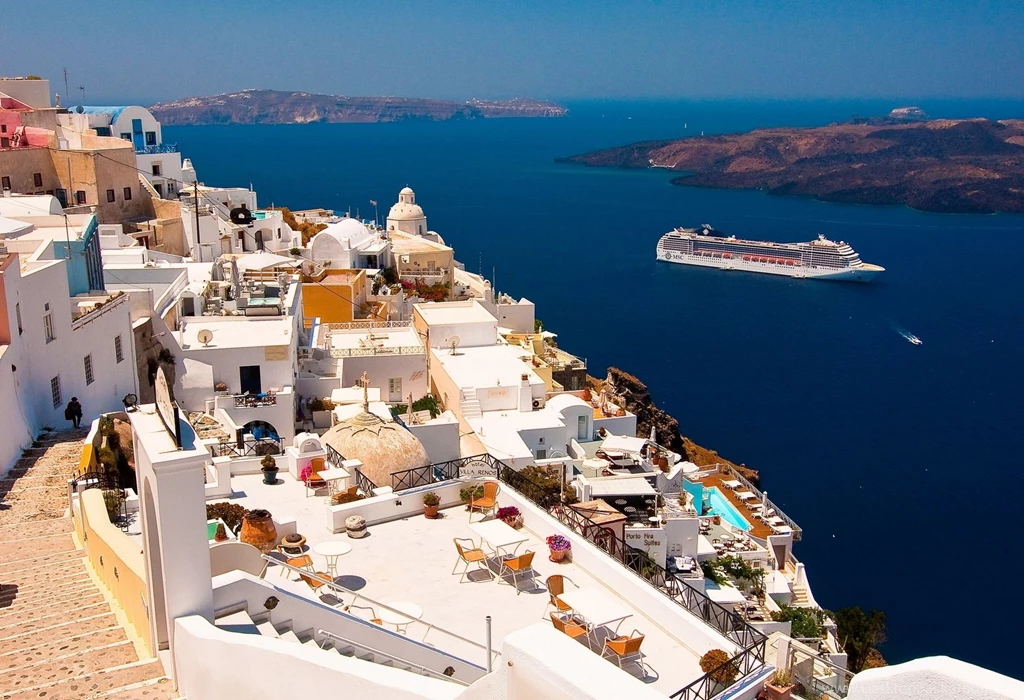 Greece Aegean Sea The Ship Scenic House Home Wallpapers
