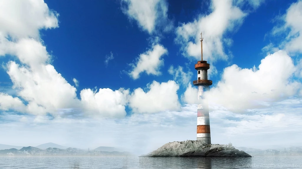 Lighthouse tower through to the clouds 1080p artistic desktop wallpaper 29683.jpg