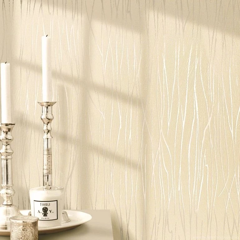 Non Woven Foam Wallpapers Plain Modern Minimalist Vertical Stripes ...