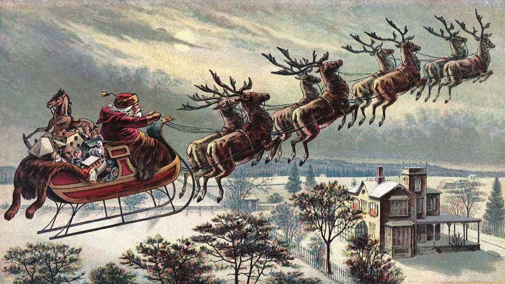 Santa And Reindeer Christmas Wallpapers