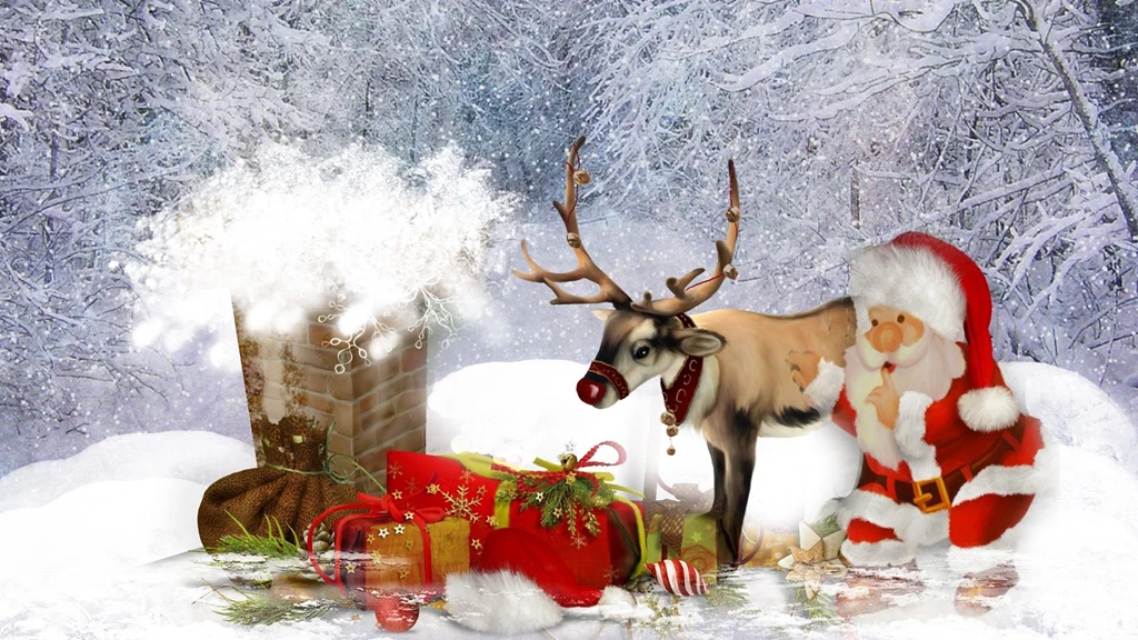 Santa Reindeer 3 Widescreen Wallpapers   Hivewallpaper.com