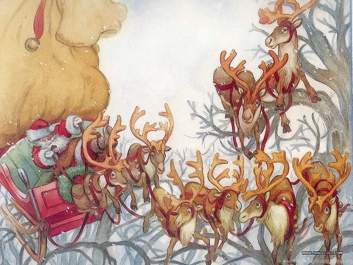 Santa & Reindeer Art Illustration Santa & Reindeers Wallpapers 19 ...