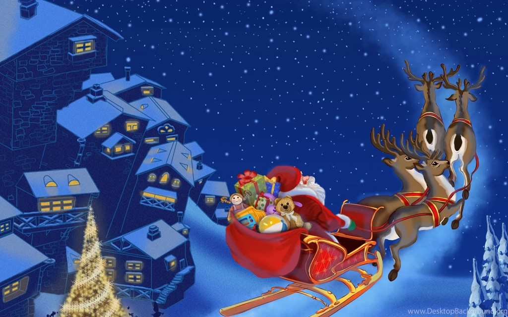 Santa Claus Is Coming Merry Christmas Christmas Tree New Year Snow ...