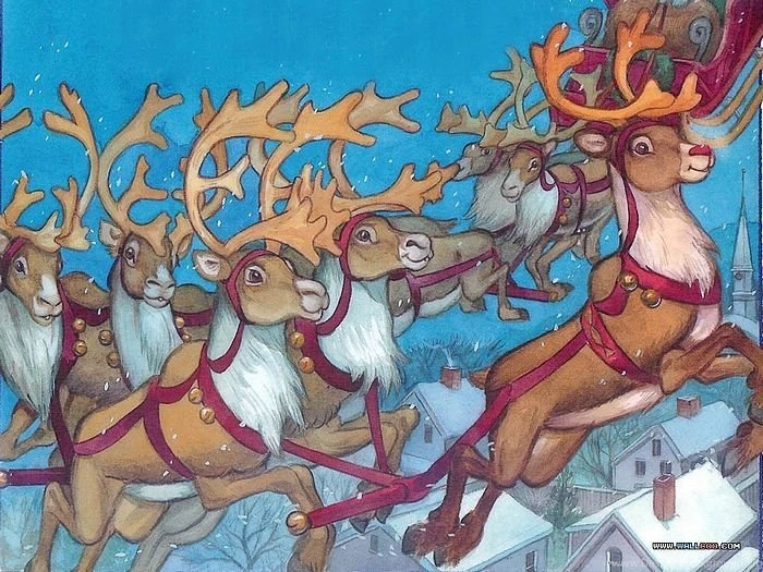 Santa & Reindeer Art Illustration Santa & Reindeers Wallpapers 12 ...