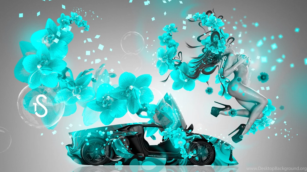 4K Fantasy Fly Sexy Flowers Girl Mix Lamborghini Aventador 2015 ...