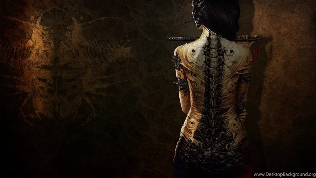 3D Girl With Tattoo Wallpapers