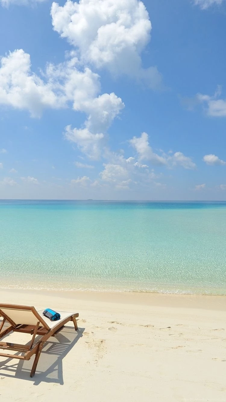 Download Wallpapers 750x1334 Beach, Sand, Chairs, Resort, Sky ...