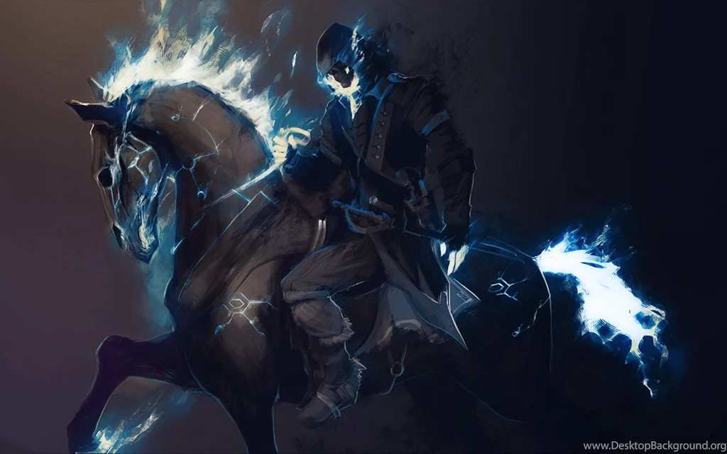 Assassin's Creed Ghost Rider, Horse, Fantasy, Art, Fire, Dark ...